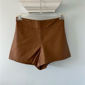Brown Faux Leather Shorts